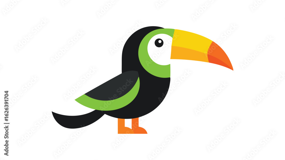 Fototapeta premium Toucan bird with large colorful beak perfect for rainforest illustrations and exotic bird visuals Vector illustration.