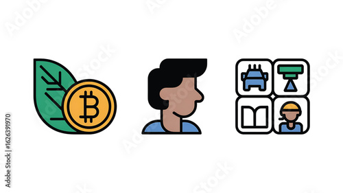 Digital Innovation and Human Capital Bitcoin Cryptocurrency and Future Workforce Development Conceptual Illustration