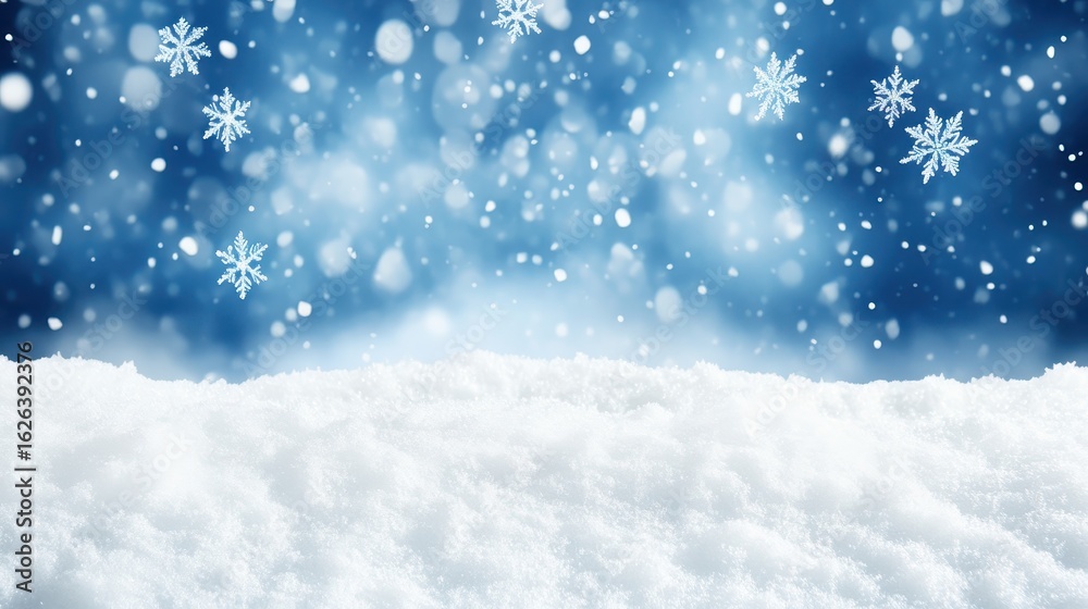 Winter Wonderland Background with Snowflakes and Soft Blue Colors Winter Wonderland Background with Snowflakes and Soft Blue Colors