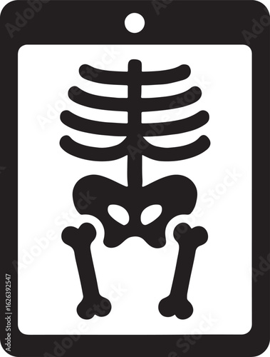 Silhouette vector of an X-ray image showing human bones. Perfect for medical, healthcare, and anatomy projects.