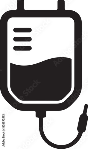 Silhouette vector of a blood bag for transfusion. Ideal for medical, healthcare, blood donation, and emergency designs.