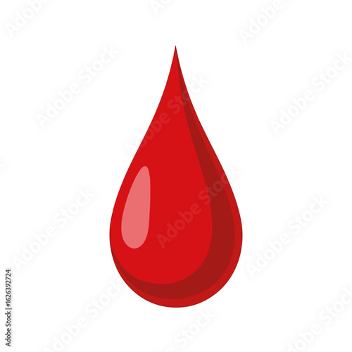 Drop of blood on clean background. Red drop represents health and life and blood donation. Concept Halloween design with dripping red blood effect for horror theme.