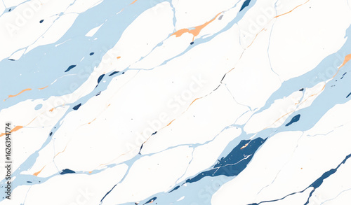 White background with gray, blue and orange vain marble texture