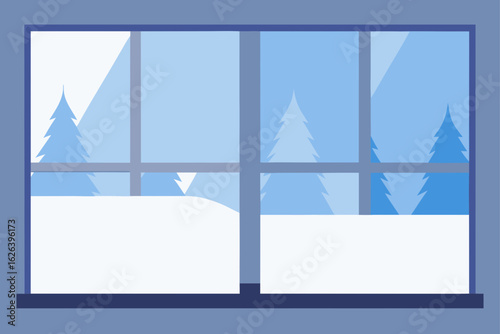 frosted window glass with blurry winter view