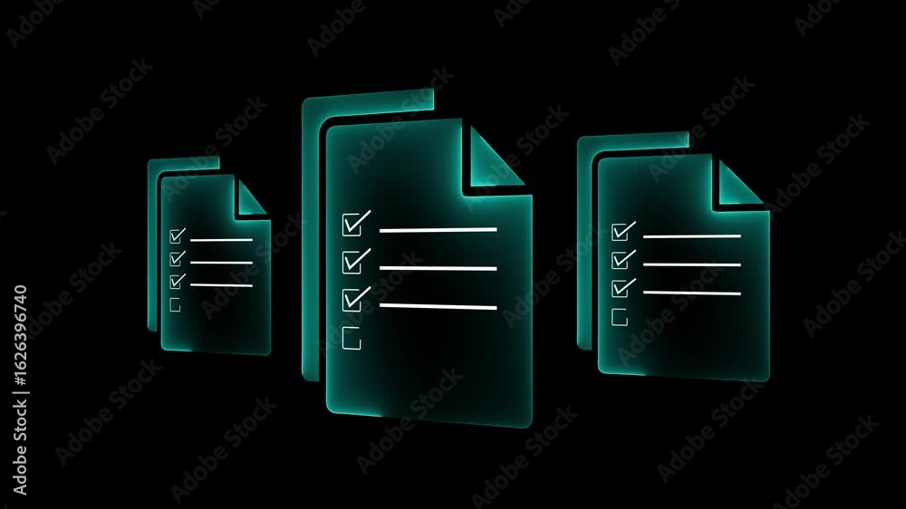 Online document validation concepts  on the transparent background. Company articles of association Terms and Conditions, regulations and legal advice. Motion graphics of document validation concept. 