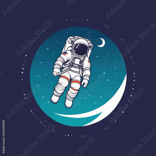 Astronaut in Space Suit Floating in Cosmic Night