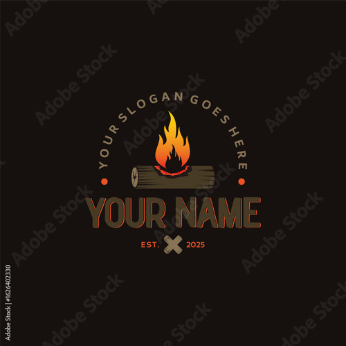 campfire logo, camping logo, outdoor logo