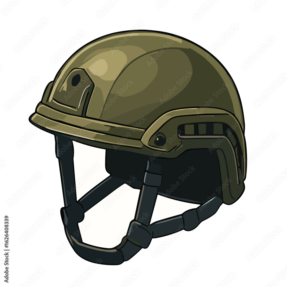 Fototapeta premium Rugged tactical helmet, great for military ads, safety gear, or action illustrations.