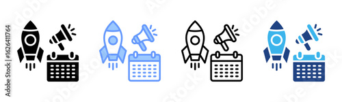 Product Launch icon sheet multiple style collection
