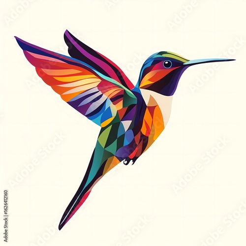 Colorful hummingbird in mid-flight showcasing vibrant feathers and design Generative AI