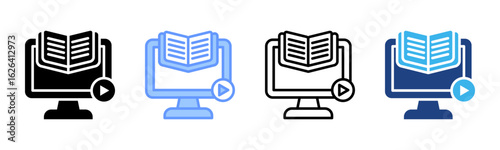 E-Learning Module icon sheet multiple style collection