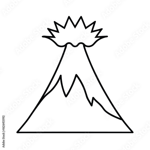 volcano erupting line art