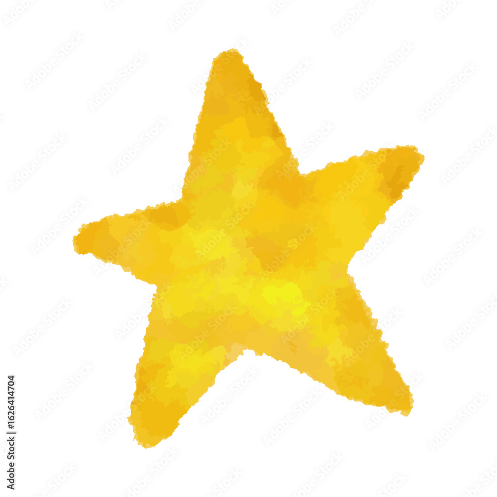Fototapeta premium 水彩風の黄色い星のイラスト｜Watercolor Yellow Star Illustration