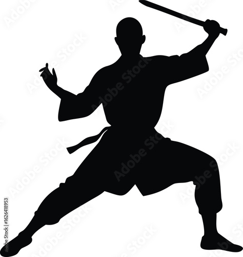 shaolin fighter vector silhouette 