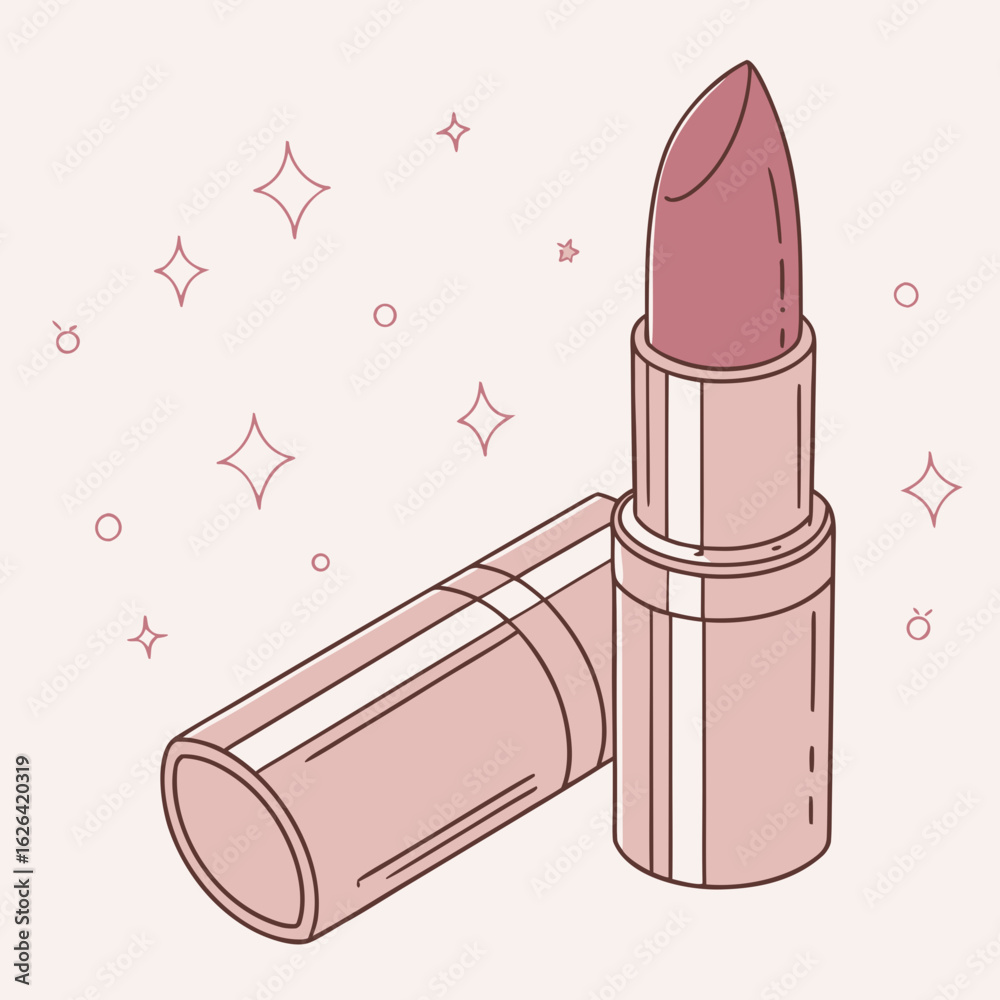  Elegant pink lipstick illustration – cosmetic beauty product for fashion and makeup concept design