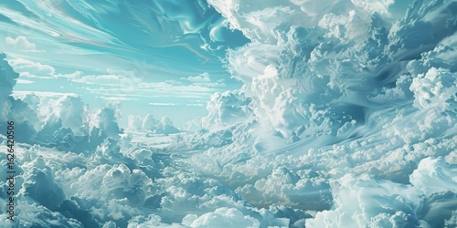 Majestic Sky Panoramic View of Puffy Clouds Floating in the Atmosphere