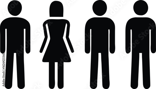 silhouettes of men and women on a white background 