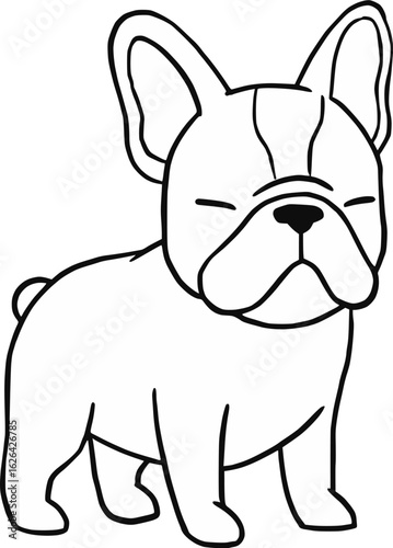 Cute French Bulldog Line Art Illustration