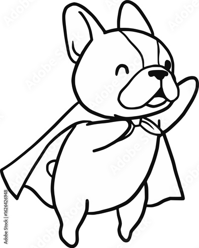 Cute French Bulldog Superhero with Flying Cape