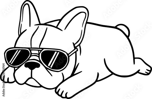 Cool French Bulldog with Sunglasses in a Relaxed Pose