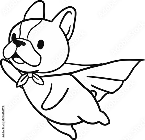 Cute French Bulldog Superhero with Flying Cape
