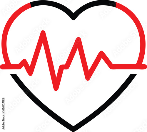 vector illustration of heart pulse on a white back