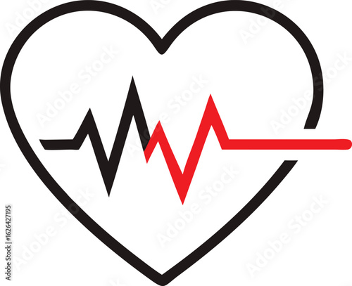 vector illustration of heart pulse on a white back