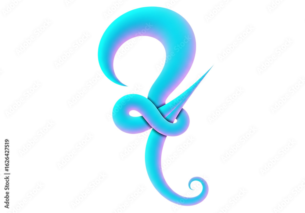 Fototapeta premium Illustration of abstract blue and purple gradient knot shape isolated on transparent background