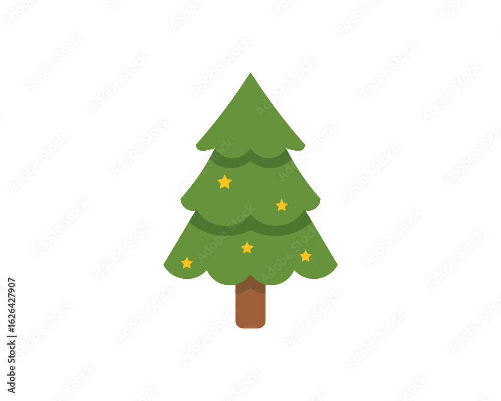 Fototapeta premium Flat Christmas Tree Vector with Star Topper