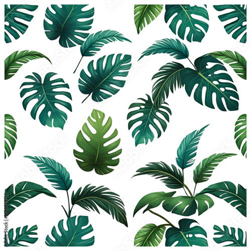 seamless pattern with green leaves