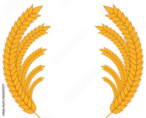 Wheat Icon for Beer Fest Branding and Organic Farm Promotions. Golden wheat symbol ideal for Oktoberfest beer ads, organic farming logos, harvest events, and food product packaging.