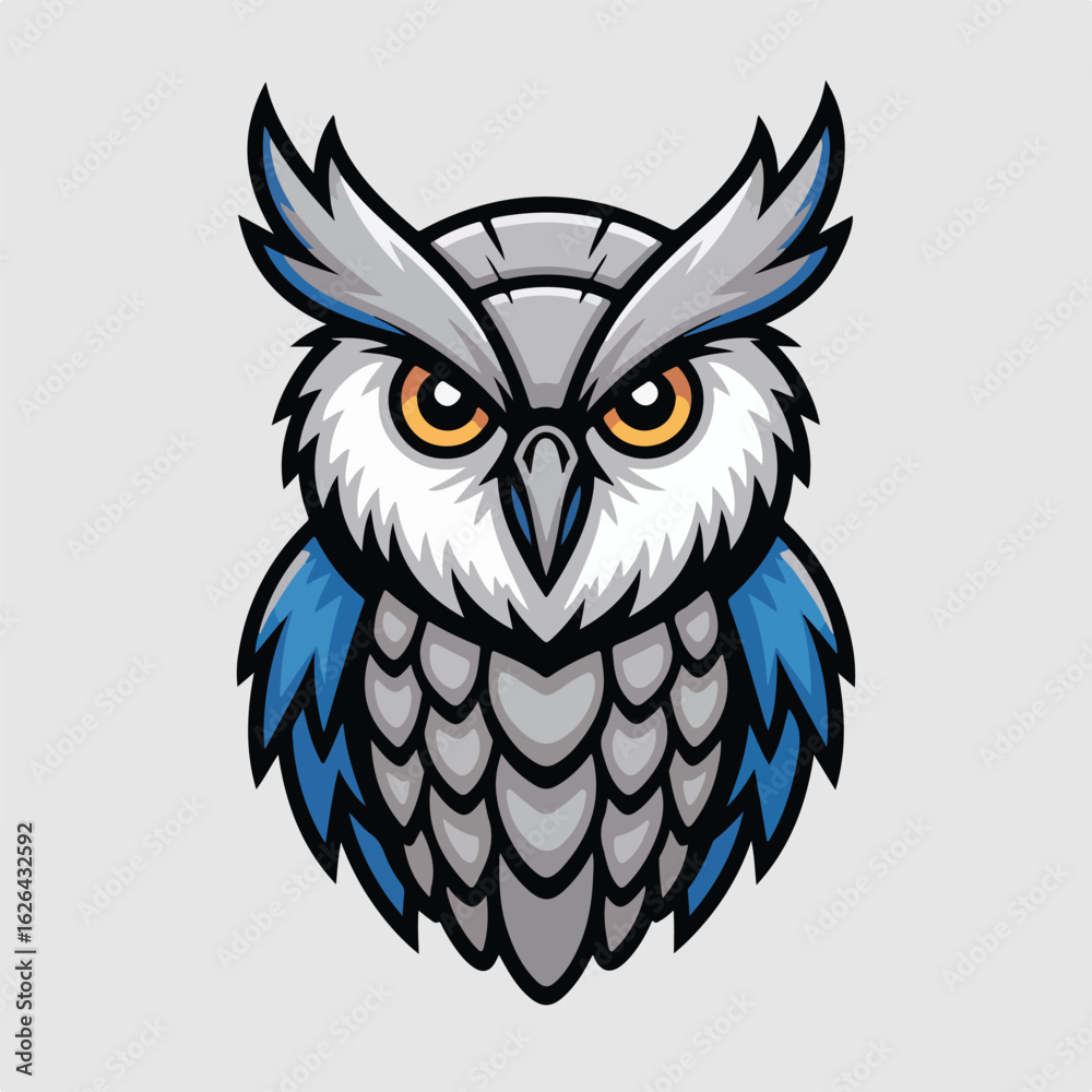 Obraz premium Striking owl mascot design with intense gaze and modern aesthetic