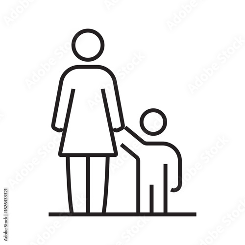 Single icon symbolizing motherhood and maternal love in outline style. Editable stroke vector illustration.