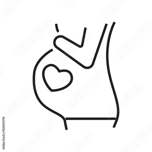 Single icon of a pregnant woman symbolizing maternity care, designed in line style. Editable stroke vector illustration.