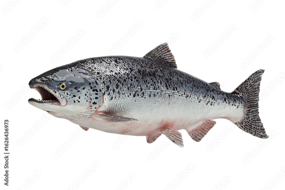 Naklejka premium Fresh salmon isolated on black background