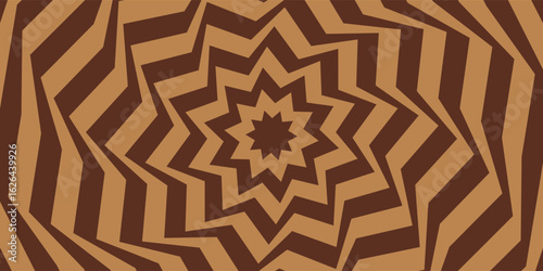 Caramel candy background. Pop art background. Twisted background. Ray brown pattern. Sunburst.
