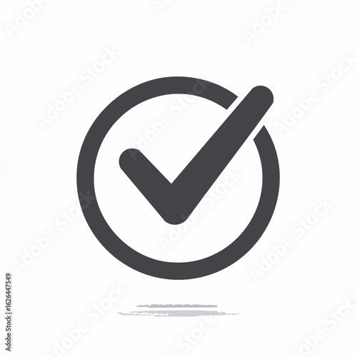 Dark Checkmark Icon in Circle Symbolic for Approval Completion Verification and Acceptance