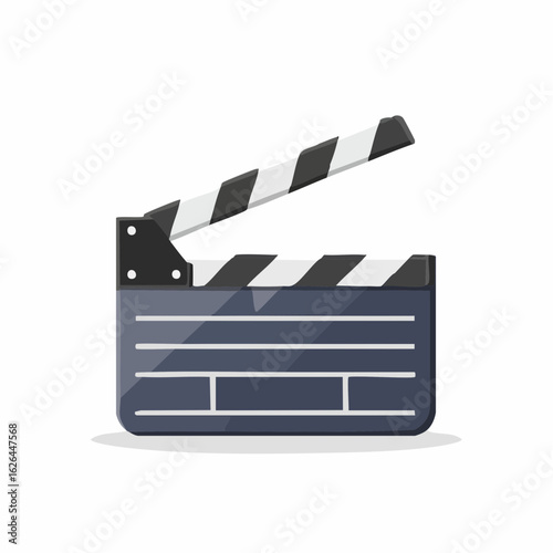 Cartoon illustration of a clapperboard. Film production concept