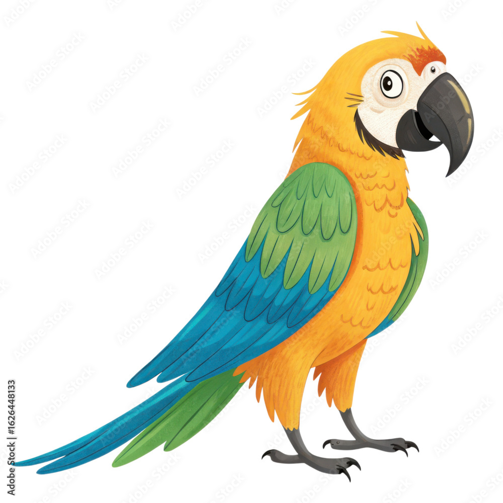 Fototapeta premium Colorful macaw parrot standing proudly isolated on transparent background