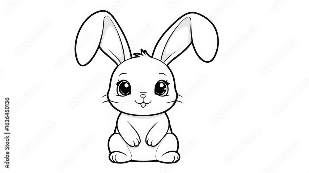 Cute cartoon bunny illustration with big eyes, long ears, and a sweet expression, isolated on a white background. Cute cartoon bunny illustration with big eyes, long ears, and a sweet expression, isolated on a white background.