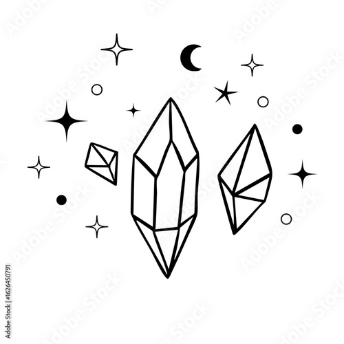 Crystal magic gem line vector material