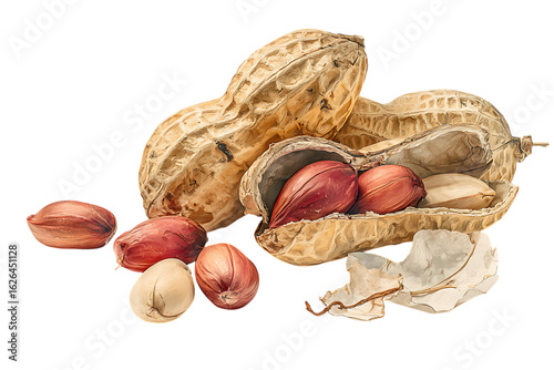 Close up of roasted peanuts, still in their shells, ready to eat.