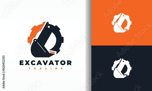 Excavator Logo Gear and Bucket logo