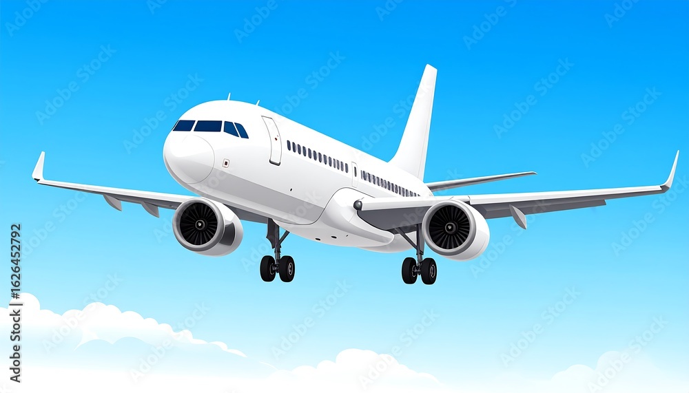 Fototapeta premium White jet airplane in the sky