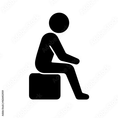Unemployed person sitting in solid style symbolizing economic hardship