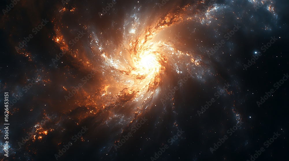 Obraz premium A spiral galaxy with vibrant colors and intricate details.