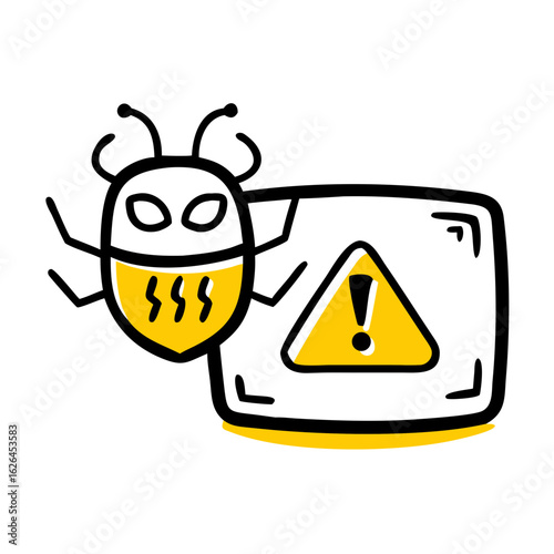 Cyber Attack Warning hand drawing icon for web and graphic design