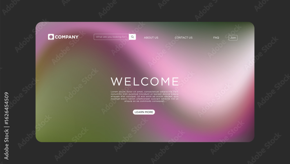 Modern welcome page design with soft gradient background for business website or app Modern welcome page design with soft gradient background for business website or app