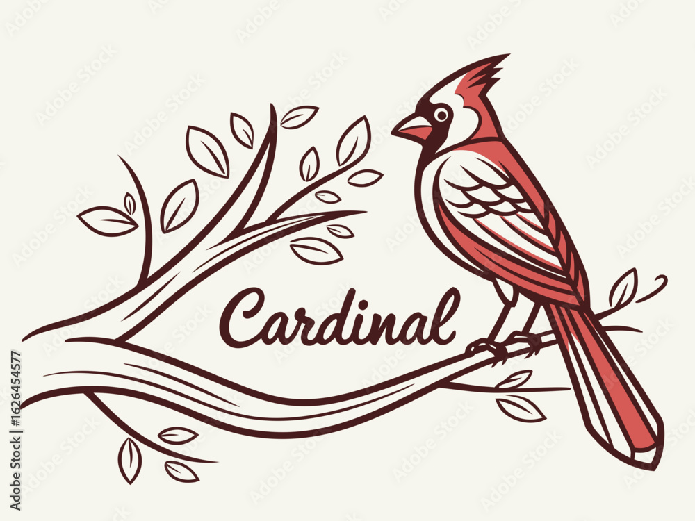Fototapeta premium Cardinal Bird Logo Design Red Cardinal Logo Illustration Minimalist Cardinal Bird Logo Creative Cardinal Logo Design Elegant Cardinal Bird Emblem