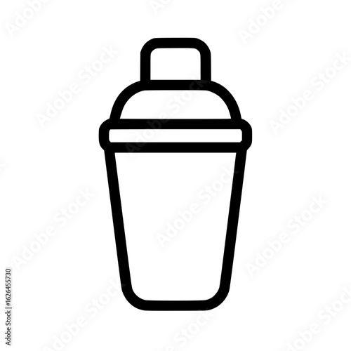Black Outline Cocktail Shaker Isolated Icon
